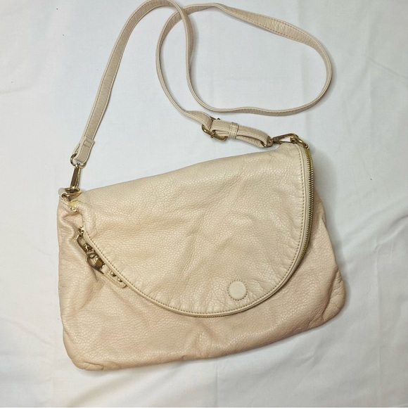 Neutral Cream Leather Crossbody Bag W/ Tons of Storage - Picture 1 of 6